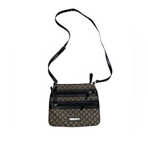 🖤 Nine‎ West Crossbody Bag Tan & Black Jacquard Logo Print Purse 🖤